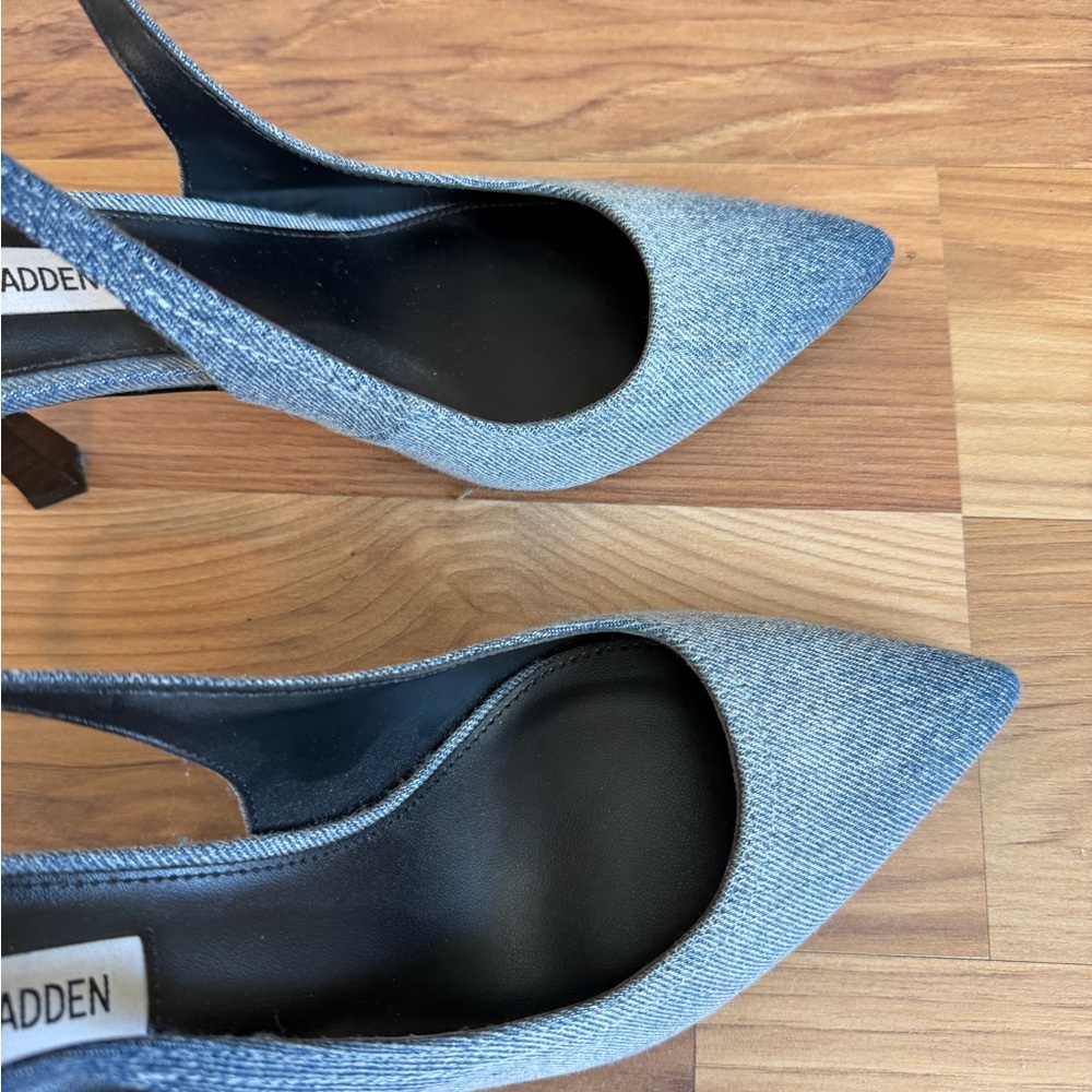 Steve Madden Blue Denim Slingback Pointed-Toe Heels - Picture 7 of 10